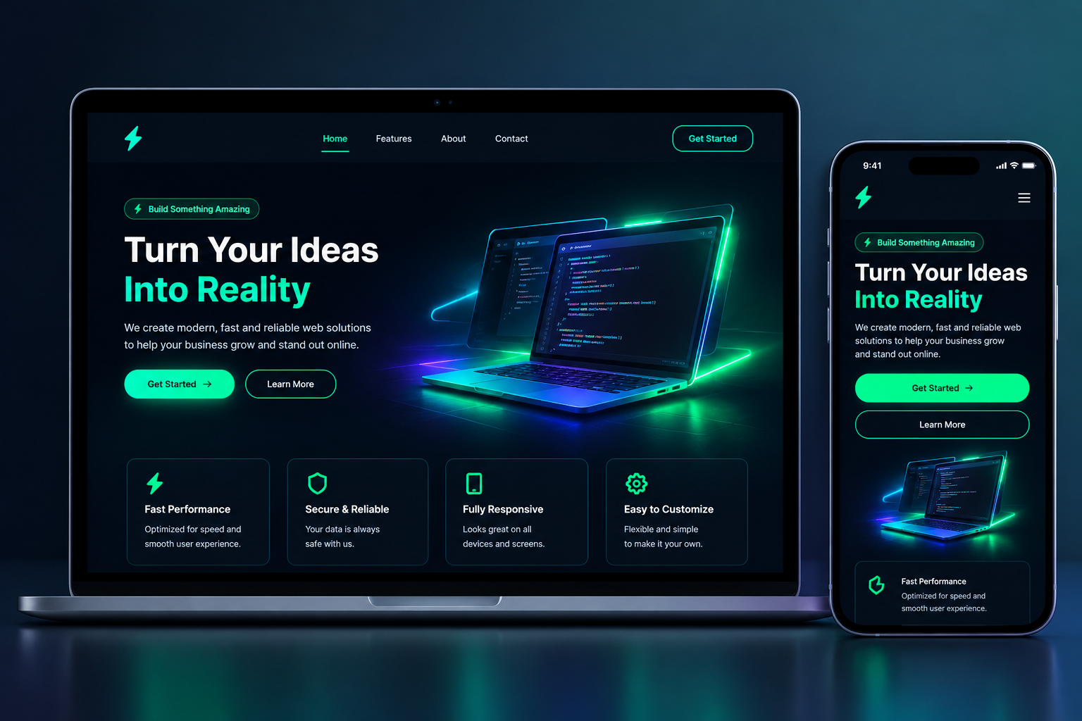 Neon Responsive Website Design